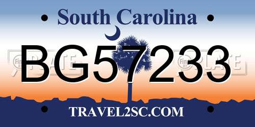 BG57233 South Carolina License Plate