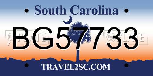 BG57733 South Carolina License Plate