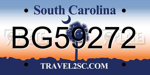 BG59272 South Carolina License Plate
