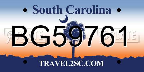 BG59761 South Carolina License Plate