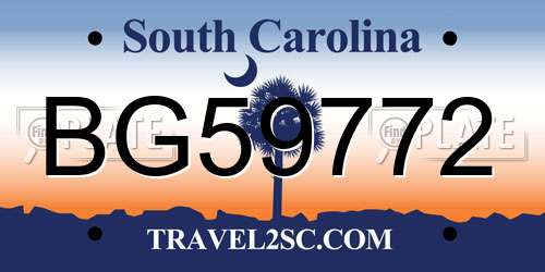 BG59772 South Carolina License Plate