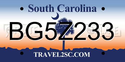 BG5Z233 South Carolina License Plate