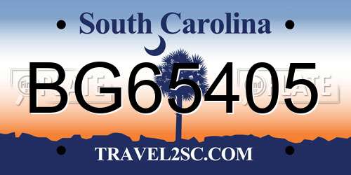 BG65405 South Carolina License Plate