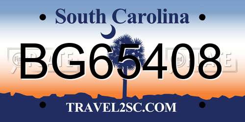 BG65408 South Carolina License Plate