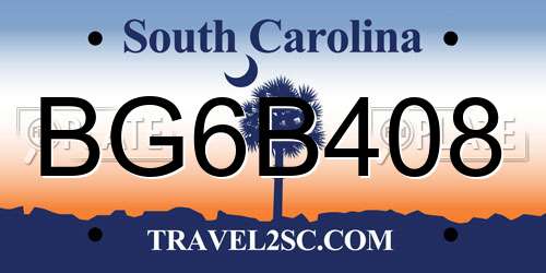 BG6B408 South Carolina License Plate