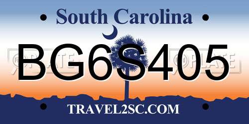 BG6S405 South Carolina License Plate