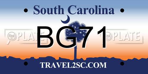 BG71 South Carolina License Plate