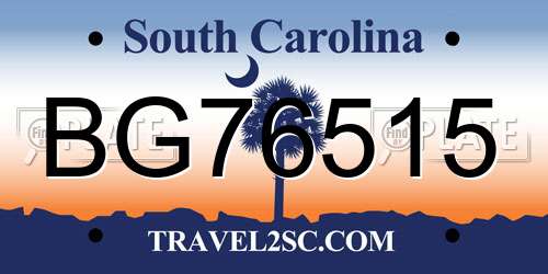 BG76515 South Carolina License Plate