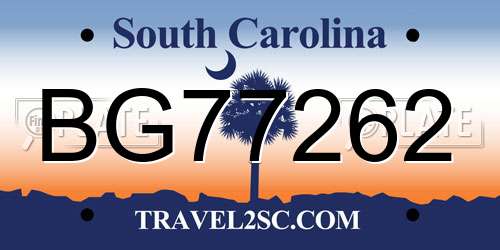 BG77262 South Carolina License Plate