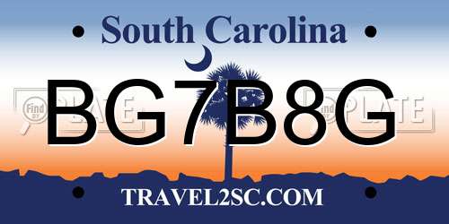BG7B8G South Carolina License Plate