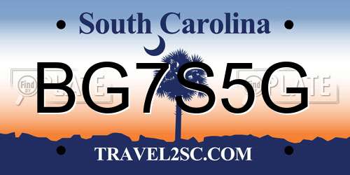 BG7S5G South Carolina License Plate