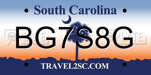 BG7S8G South Carolina License Plate