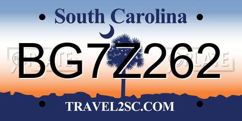 BG7Z262 South Carolina License Plate