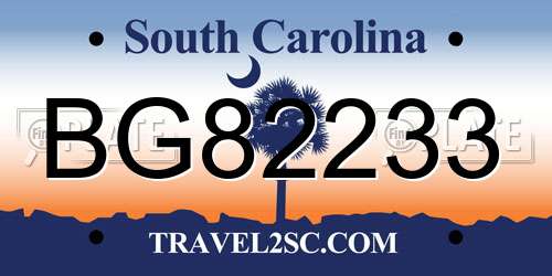 BG82233 South Carolina License Plate
