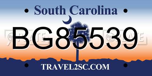 BG85539 South Carolina License Plate