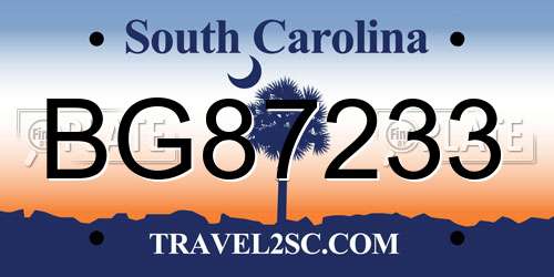 BG87233 South Carolina License Plate