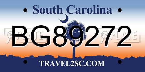 BG89272 South Carolina License Plate