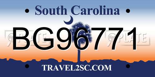 BG96771 South Carolina License Plate