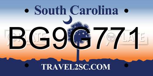 BG9G771 South Carolina License Plate