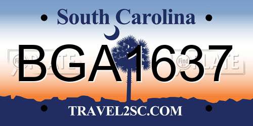 BGA1637 South Carolina License Plate