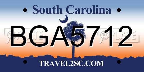 BGA5712 South Carolina License Plate