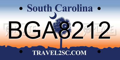 BGA8212 South Carolina License Plate