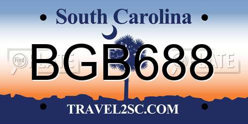 BGB688 South Carolina License Plate