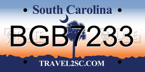 BGB7233 South Carolina License Plate