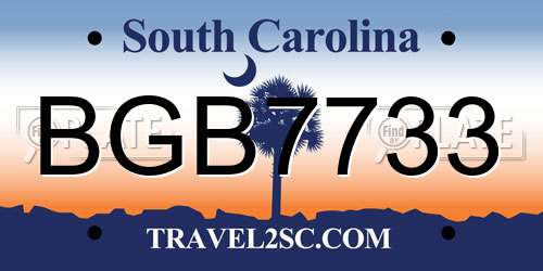 BGB7733 South Carolina License Plate