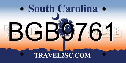 BGB9761 South Carolina License Plate