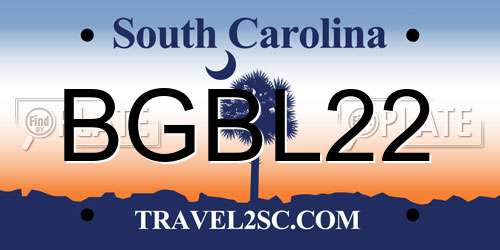 BGBL22 South Carolina License Plate