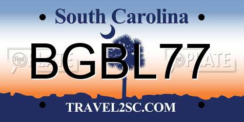 BGBL77 South Carolina License Plate