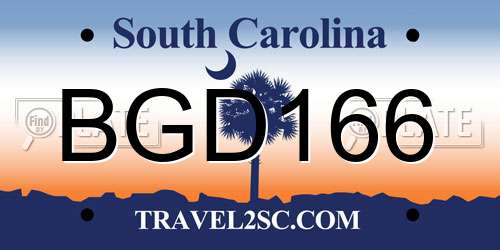 BGD166 South Carolina License Plate