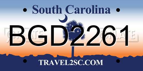 BGD2261 South Carolina License Plate