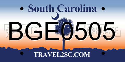 BGE0505 South Carolina License Plate