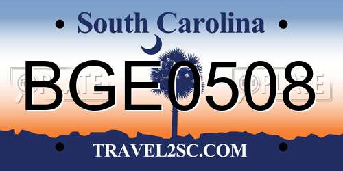 BGE0508 South Carolina License Plate