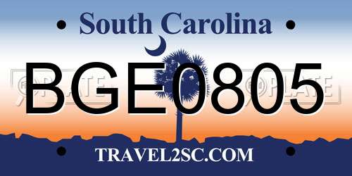 BGE0805 South Carolina License Plate