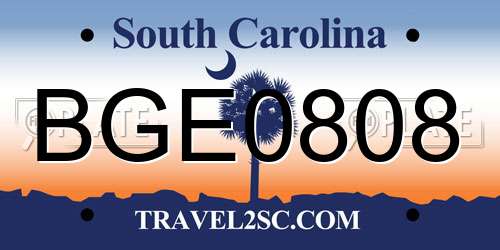 BGE0808 South Carolina License Plate