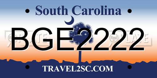 BGE2222 South Carolina License Plate