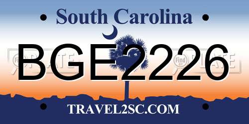 BGE2226 South Carolina License Plate