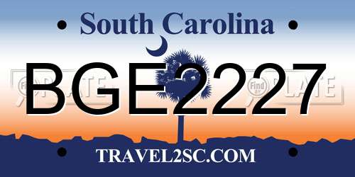 BGE2227 South Carolina License Plate