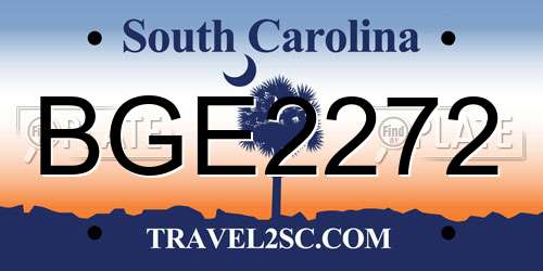 BGE2272 South Carolina License Plate