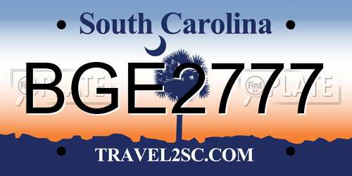 BGE2777 South Carolina License Plate