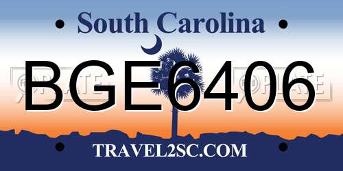 BGE6406 South Carolina License Plate
