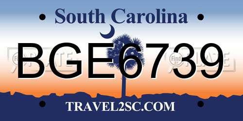 BGE6739 South Carolina License Plate