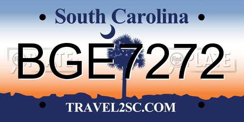 BGE7272 South Carolina License Plate