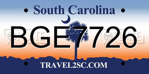 BGE7726 South Carolina License Plate