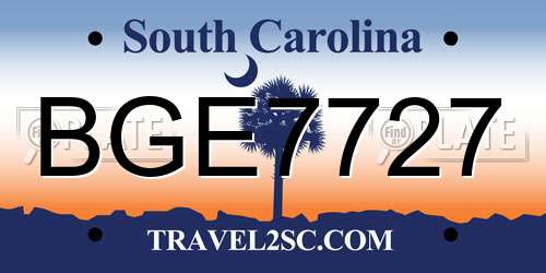 BGE7727 South Carolina License Plate