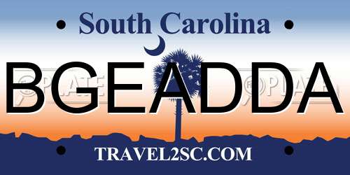 BGEADDA South Carolina License Plate