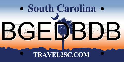 BGEDBDB South Carolina License Plate